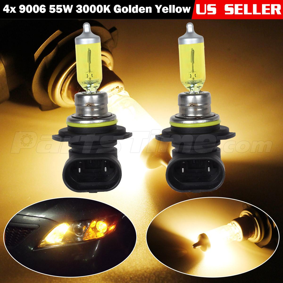 2x 9006 HB4 55W 3000K AMBER YELLOW XENON HID HALOGEN FOG LIGHT BULBS