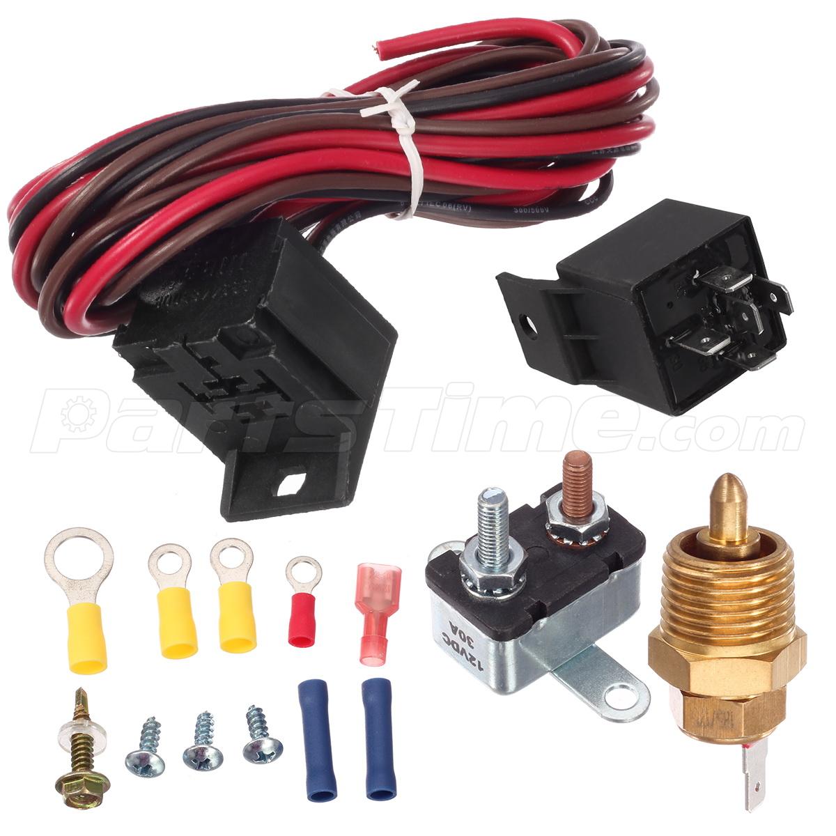 FAN THERMOSTAT KIT TEMP SENSOR TEMPERATURE Switch 50 amp RELAY KIT