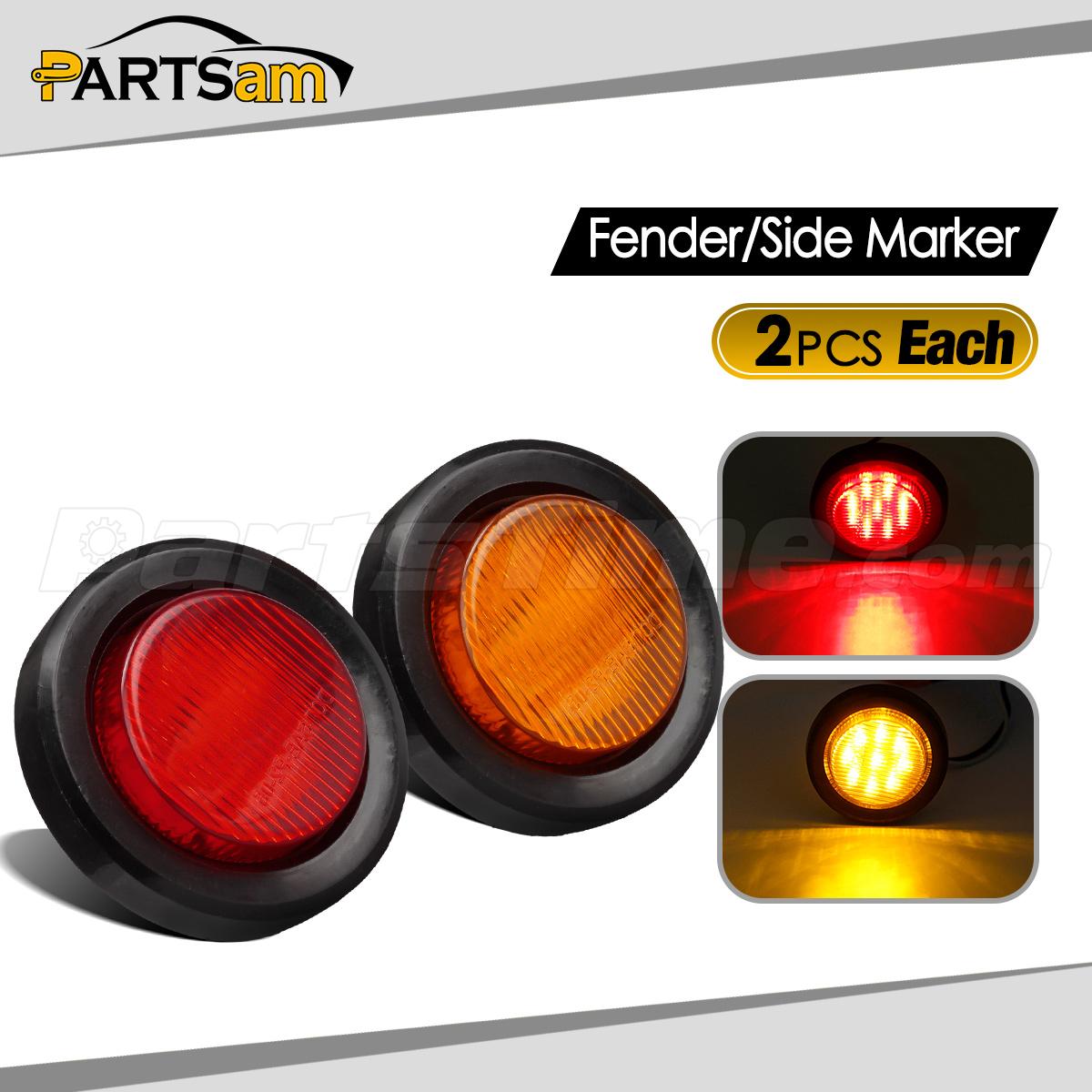 4x 2" Side Marker Light Repeaters Universal Truck Tractors Trailers RV