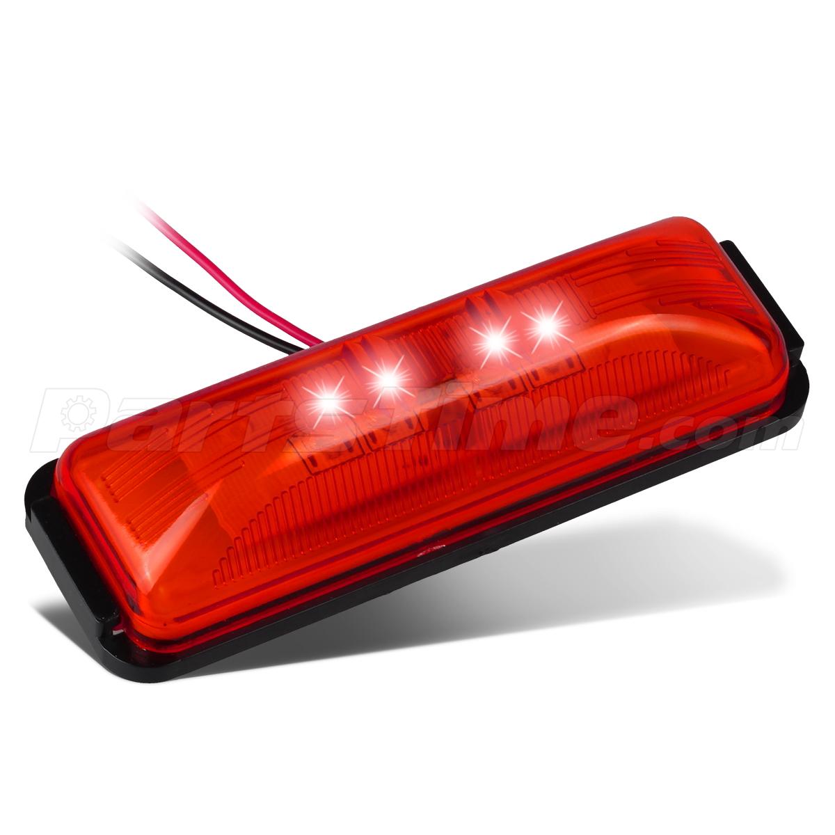 (4) Red Amber LED Trailer Fender Clearance Side Marker Lights 4LED