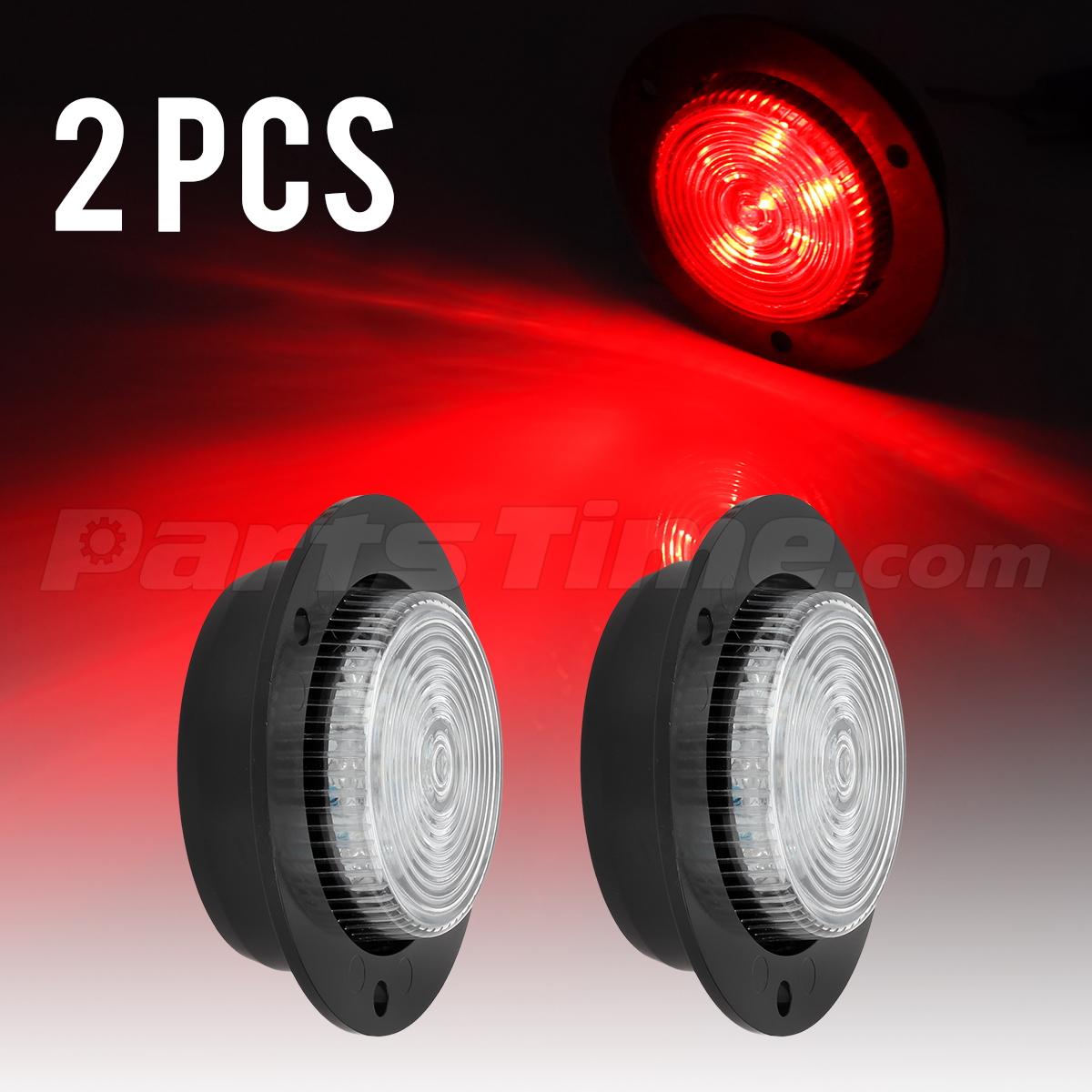 2xred 2 U0026quot Round Surface Mount 6 Led Side Marker Clearance